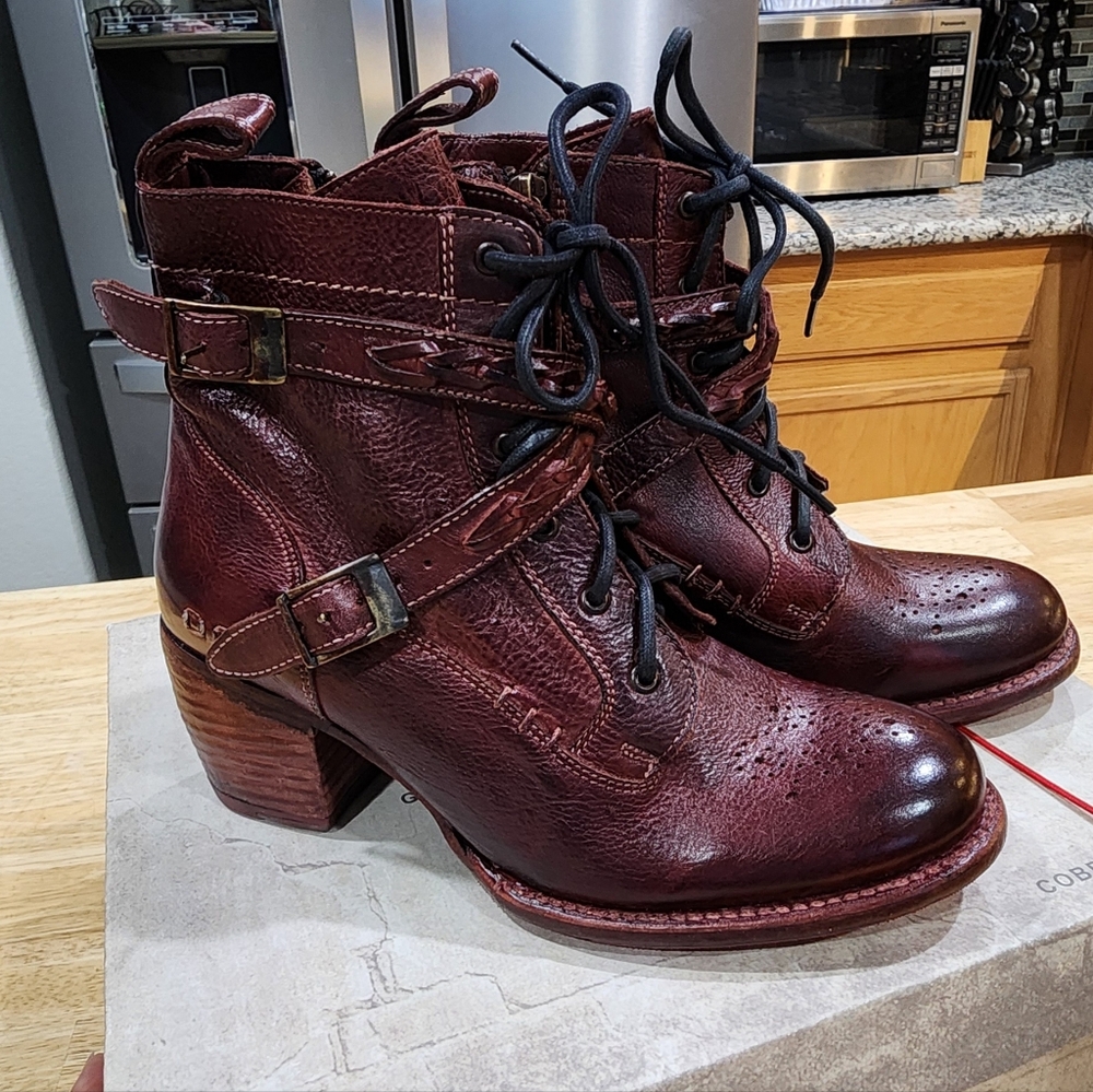 NEW Bed Stu Allie Burgundy Leather Ankle Boots